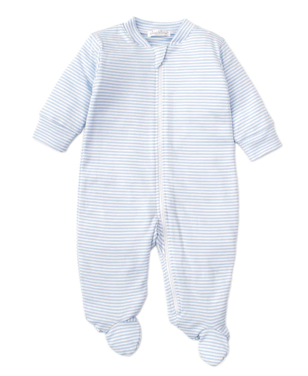 Simple Stripes Blue Pajama Zip Footie by Kissy Kissy