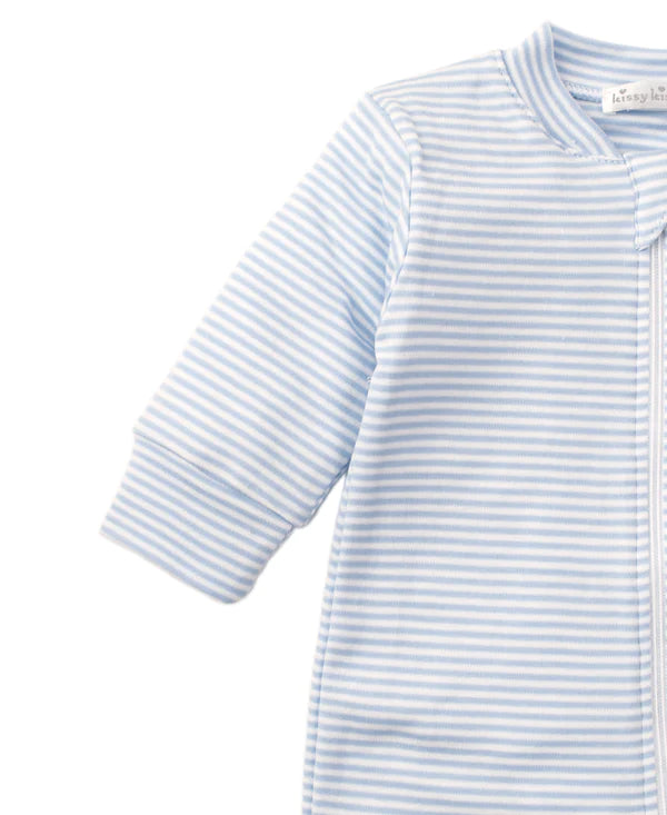 Simple Stripes Blue Pajama Zip Footie by Kissy Kissy