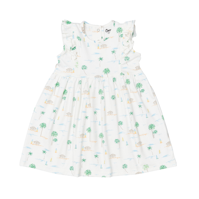 Infant/Kid Girl Cotton-modal Dress in Palm Trees by Coccoli