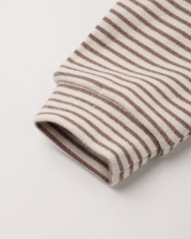 Drawstring Pant || Cocoa Microstripe by Quincy Mae