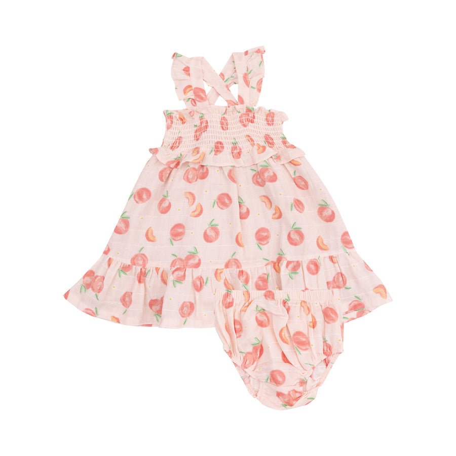 Smocked Ruffle Sundress & Diaper Cover -Sweet Peach by Angel Dear