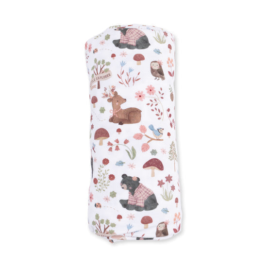 Swaddle Blanket- Southern Woodland Animals Pink by Angel Dear