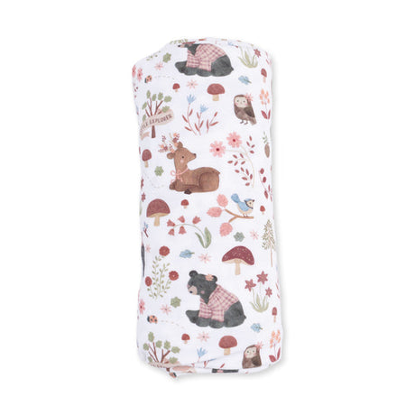 Swaddle Blanket- Southern Woodland Animals Pink by Angel Dear