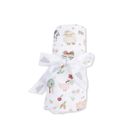 Swaddle Blanket- Cute Farm Animals Pink by Angel Dear