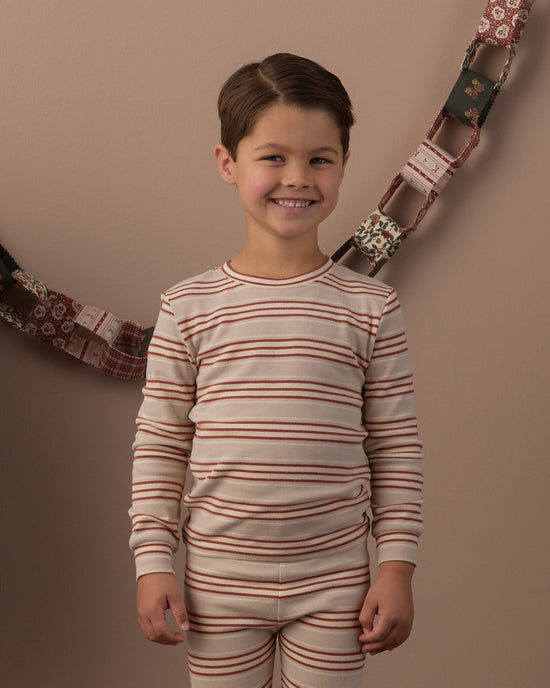Organic Long Sleeve Pajama Set || Holiday Stripe by Rylee + Cru