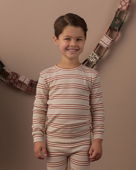 Organic Long Sleeve Pajama Set || Holiday Stripe by Rylee + Cru