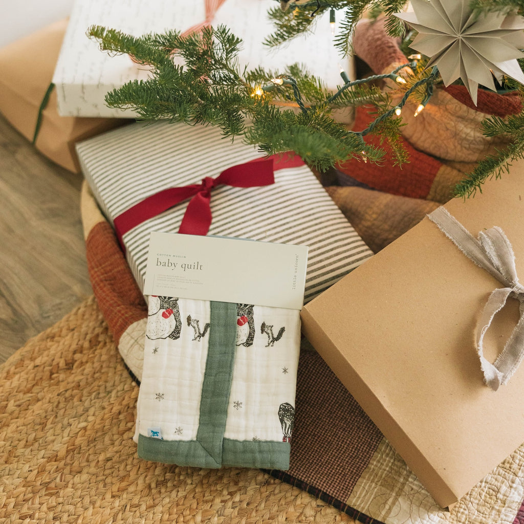 Cotton Muslin Baby Quilt - Snow Day by Little Unicorn