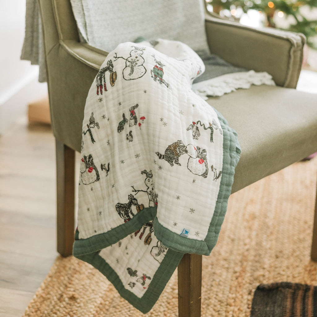 Cotton Muslin Baby Quilt - Snow Day by Little Unicorn