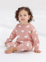 Heart Knit Sweater || Pink by Quincy Mae