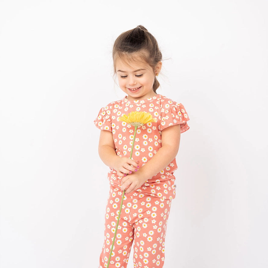 Rose Daisy Two-Piece Flutter Sleeve Bamboo Short Sleeve Pajama by Emerson and Friends