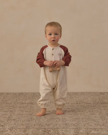 Henley Jumpsuit || Brick Color Block by Rylee + Cru