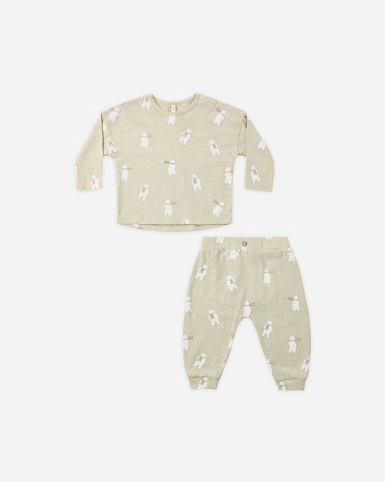 Long Sleeve Tee + Pant Set || Polar Bears by Rylee + Cru