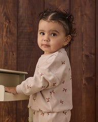 Velour Relaxed Sweatshirt || Red Bows by Quincy Mae