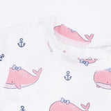 Loungewear Short Set- Bubbly Whale w/ Pink Bow by Angel Dear