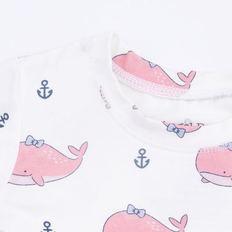 Loungewear Short Set- Bubbly Whale w/ Pink Bow by Angel Dear