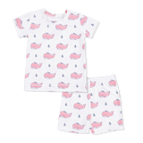 Loungewear Short Set- Bubbly Whale w/ Pink Bow by Angel Dear