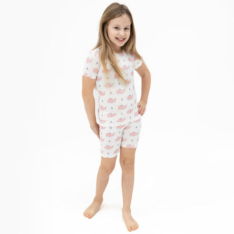 Loungewear Short Set- Bubbly Whale w/ Pink Bow by Angel Dear