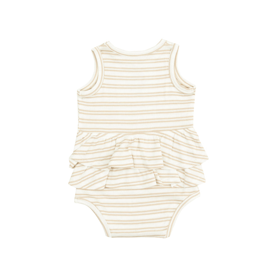 Ruffle Tank Bubble - Stripe Oxford Tan by Angel Dear