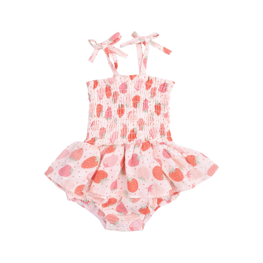 Smocked Bubble with Skirt - Strawberry Bliss by Angel Dear
