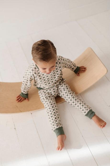 Fleece Sweatpants- Fern Checkered by babysprouts