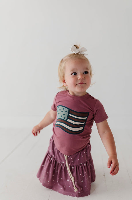 Girl's Short Sleeve Tee- Retro Flag by Babysprouts