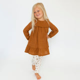 Smocked Ruffle Dress and Rib Legging - Cashew Solid by Angel Dear
