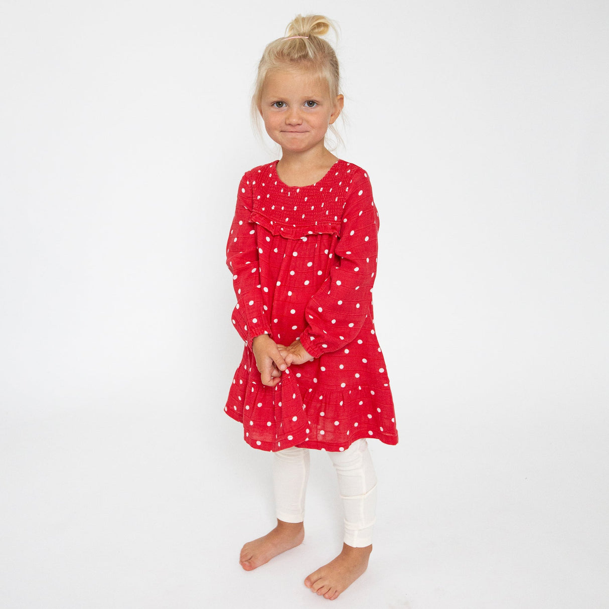 Smocked Ruffle Dress and Rib Legging - Polka Dot by Angel Dear