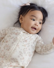 Zip Long Sleeve Sleeper Footie || Floral Vine by Quincy Mae