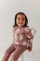 Knit Sweater- Rose Daisies by Babysprouts