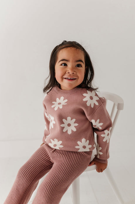 Knit Sweater- Rose Daisies by Babysprouts