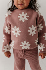 Knit Sweater- Rose Daisies by Babysprouts