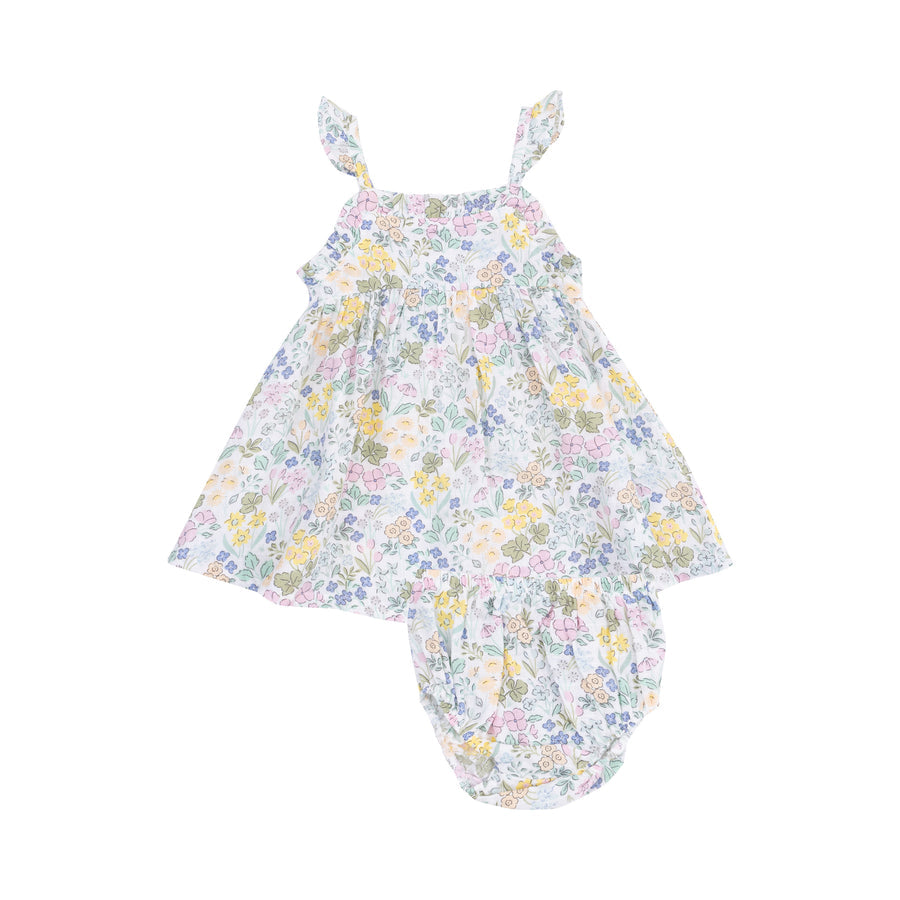 Paperbag Ruffle Sundress with Diaper Cover - Samantha Floral by Angel Dear