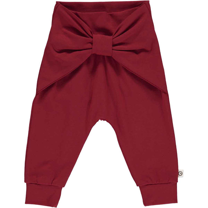 Cozy Me Bow Pants in Berry Red by Müsli