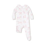Peter Pan 2 Way Zipper Footie- Farm Toile Pink by Angel Dear