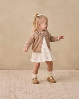 Ruffle Collar Cardigan || Heathered Almond by Quincy Mae