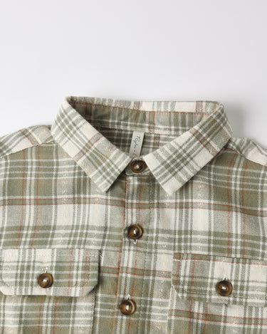 Pocketed Corduroy Shirt || Olive Dobby Plaid by Rylee + Cru