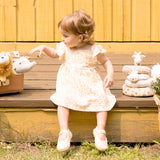 Spots Print on Antique White Cross Hatch Dress Set by Petit Lem