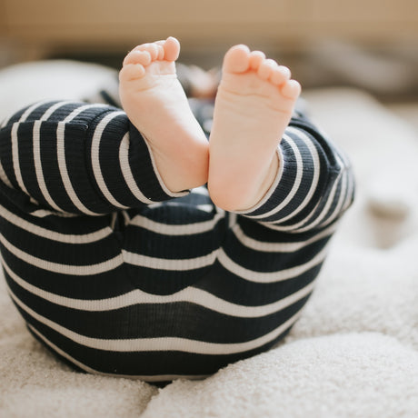 Indigo Striped Modal Rib Sleeper by Petit Lem