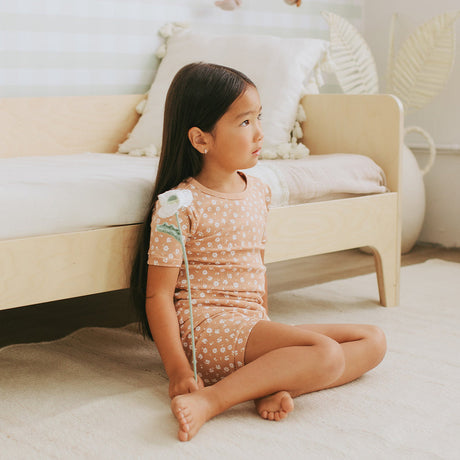 Floral Print on Rosy Mango Summer Sleep Set by Petit Lem