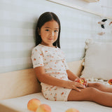 Agrumes Print on Ribbed Barely Coral Summer Sleep Set by Petit Lem