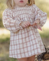 V Smocked Dress || Rustic Plaid by Quincy Mae