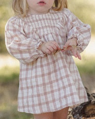 V Smocked Dress || Rustic Plaid by Quincy Mae