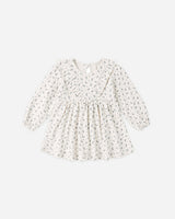 Long Sleeve Ruffle V Dress || Blue Ditsy by Quincy Mae