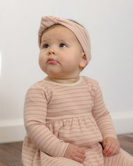 Ribbed Long Sleeve Dress || Dusty Rose Microstripe by Quincy Mae
