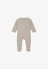 Striped Nightsuit with Feet - Lavender Gray by Fixoni
