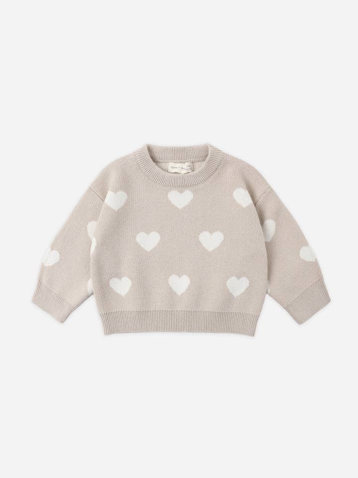 Heart Knit Sweater || Oat by Quincy Mae