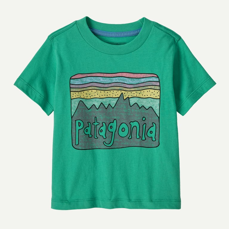 Baby Fitz Roy Skies T-Shirt- Aqua Stone by Patagonia