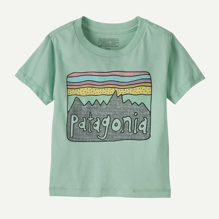 Baby Fitz Roy Skies T-Shirt- Thin Ice by Patagonia