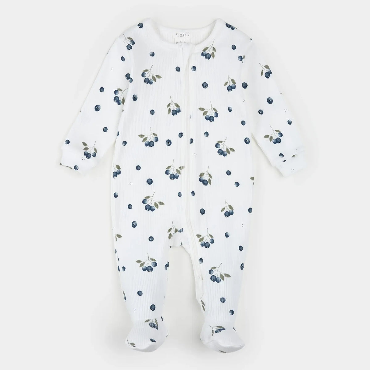 Blueberry Print on Off White Footed Sleeper by Petit Lem