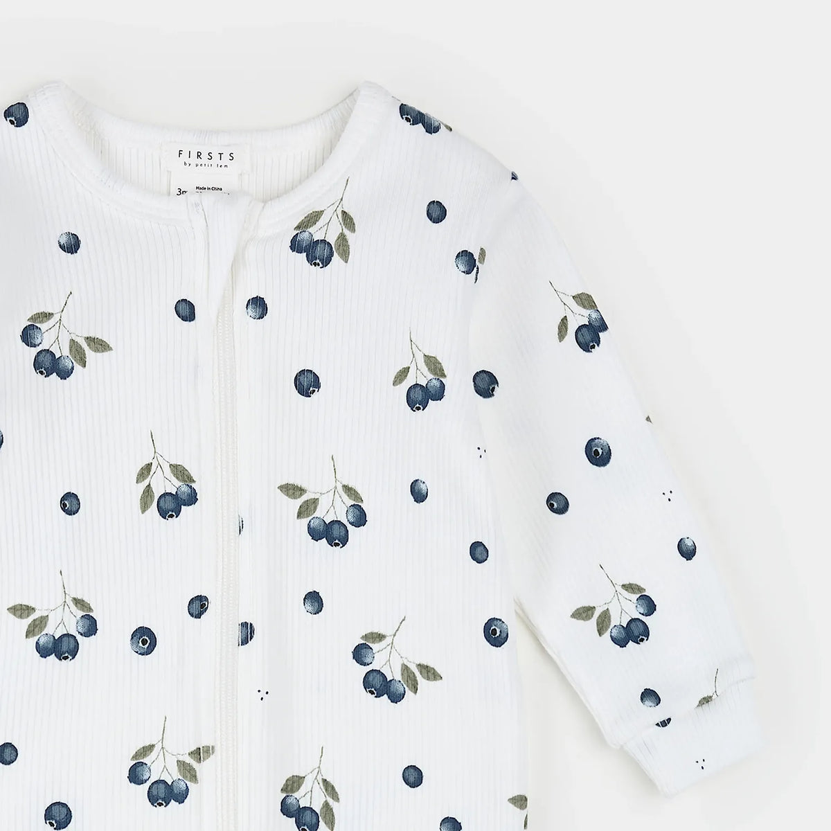 Blueberry Print on Off White Footed Sleeper by Petit Lem